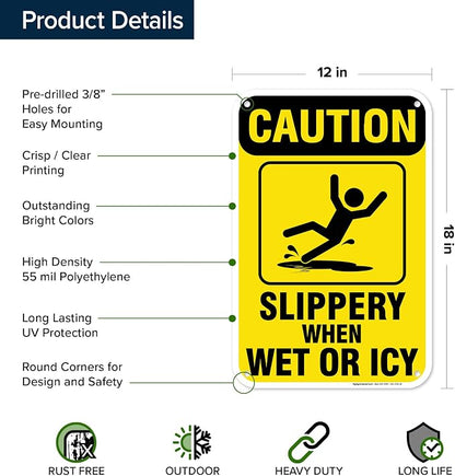 Caution Slippery When Wet Sign or ICY Sign, Indoor/Outdoor Use, USA MADE By My - Image 6