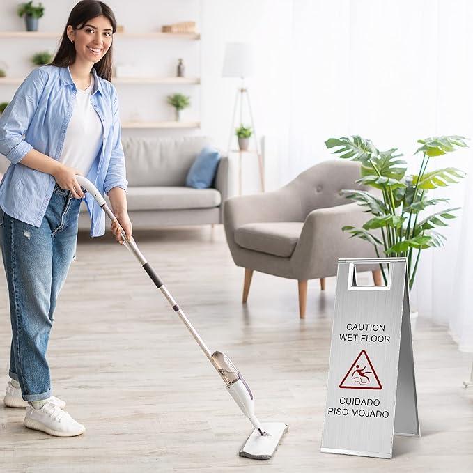 LEIFIDE Stainless Steel Wet Floor Caution Sign Bulk 8.8 Pound Portable Foldable - Image 7