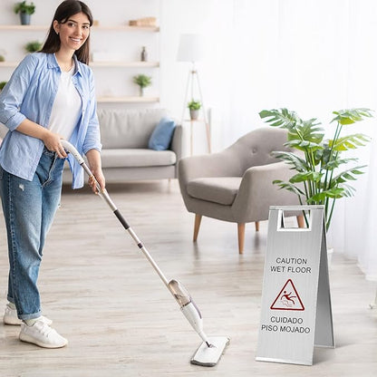 LEIFIDE Stainless Steel Wet Floor Caution Sign Bulk 8.8 Pound Portable Foldable - Image 7