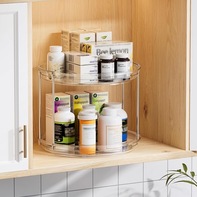 LAMU 3 Pack 10.6'' 2-Tier Lazy Susan Turntable Organizer Rotating Spice Rack - Image 6