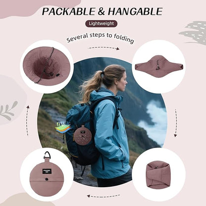 Durio Waterproof Bucket Hats for Woman UPF 50+ Sun Hat UV Protection Packable Rain Hats for Women Lightweight Hiking Hat