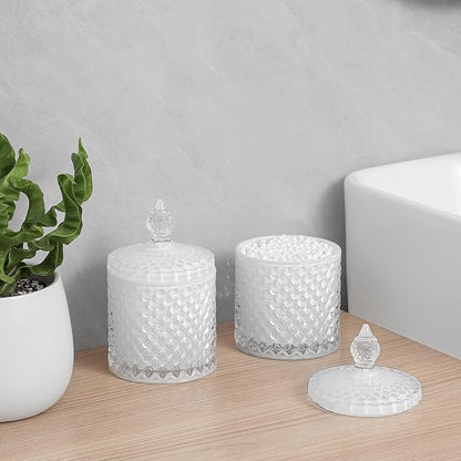 rejomiik 2 Pack Qtip Holder Thick Glass Apothecary Jars - Image 2