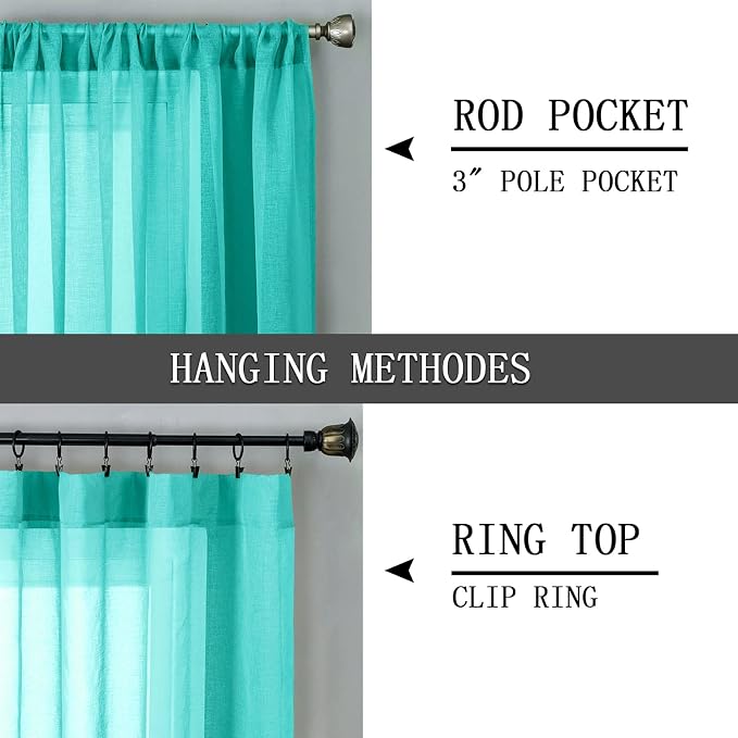 Tollpiz Short Sheer Curtains Linen Textured Living Room Curtain Sheers Light - Image 5