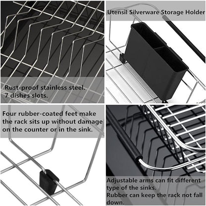 SANNO Expandable Dish Drying Rack Over The Sink Dish Drainer Dish Rack in Sink - Image 7