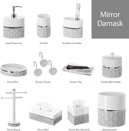 Creative Scents Mirror Damask Small Bathroom Trash Can 1.58 Gal / 6L - Image 6
