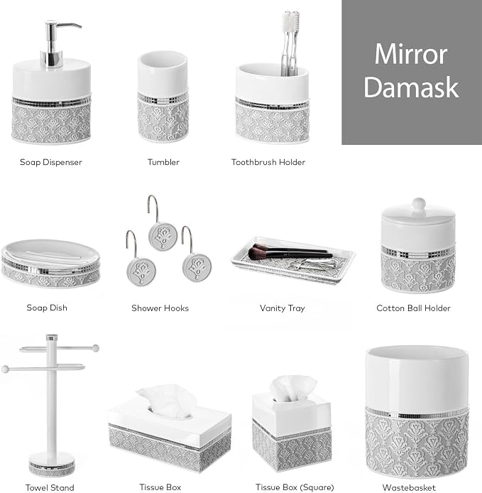 Creative Scents Mirror Damask Toothbrush Holder - Image 7