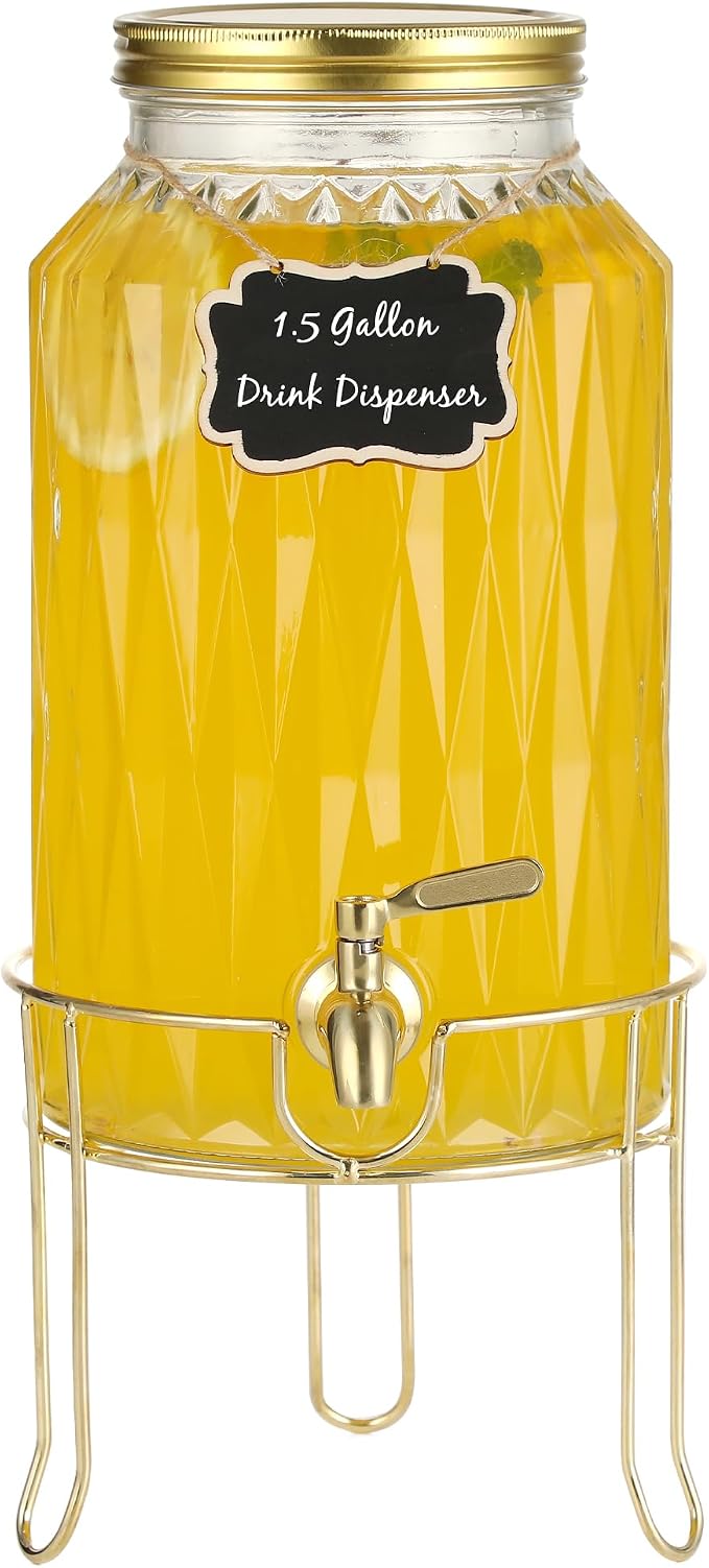1.5 Gallon Glass Drink Dispenser by Unknown