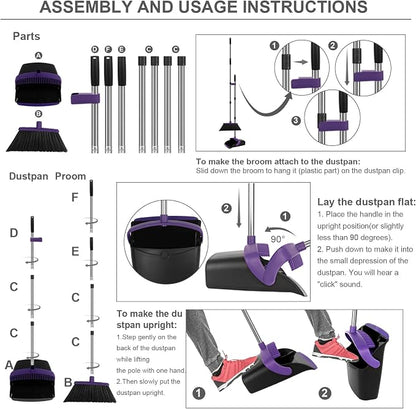 Broom and Dustpan Set, Large Household Dustpans and Broom - Image 6