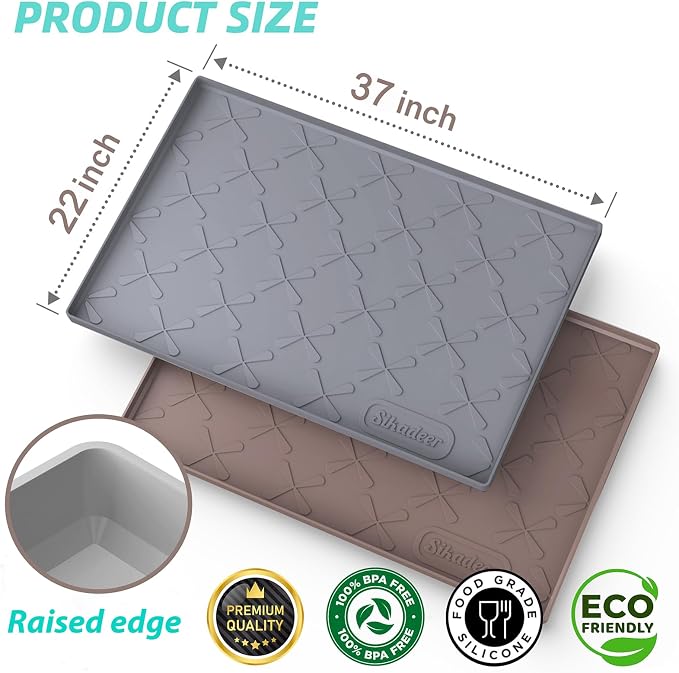 SIKADEER 37" x 22" Under Sink Mat Waterproof, Silicone Mat Kitchen Drawer Shelf - Image 3