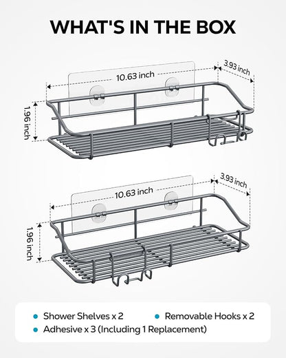 Nieifi Shower Caddy Shelf with Hooks Storage Rack Organizer Adhesive Stainless - Image 7