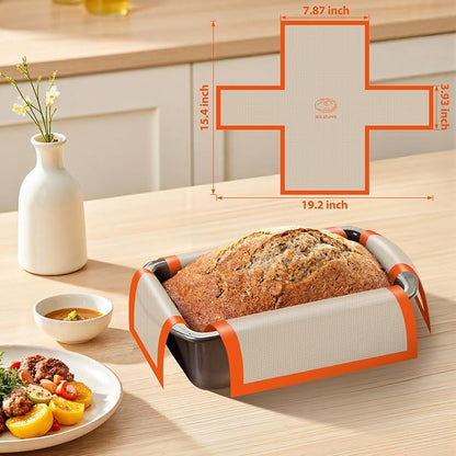 Silicone Baking Mat Set of 4, Nonstick Reusable Silicone Bread Sling & Loaf Pan - Image 5