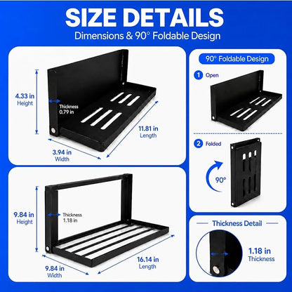 Magnetic Shelf for Washer Dryer, Foldable 2 Tier Metal Organizer Rack - Image 2