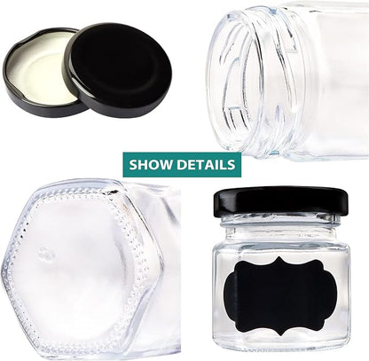 1.5 OZ Mini Hexagon Glass Jars, 48 Pack Empty Honey Jars Small Spice Jars - Image 4