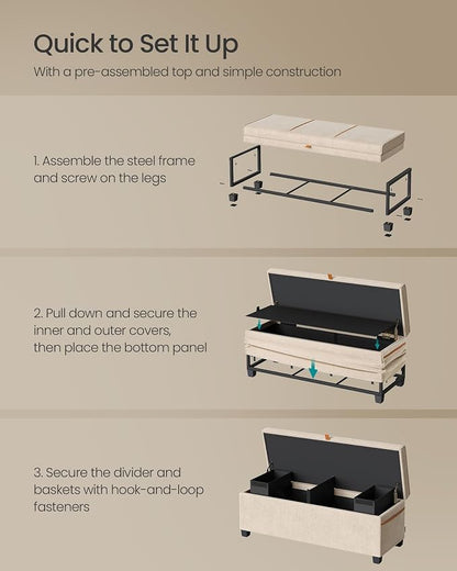 SONGMICS Storage Ottoman Bench, Storage Chest, 15.7 x 43.3 x 15.7 Inches - Image 6