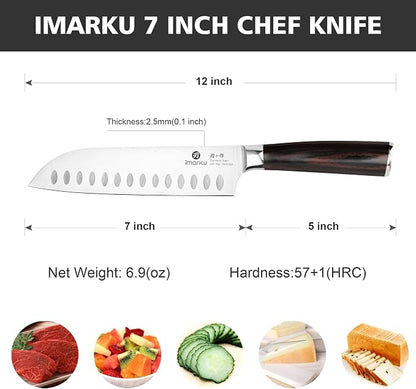 imarku Chef Knife 7 Inch Kitchen Knife Ultra Sharp Santoku Knife - Image 2