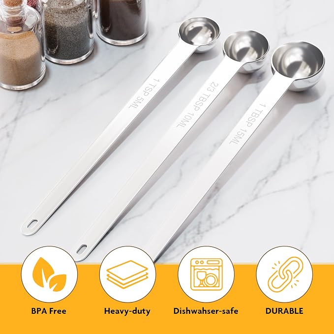 2PCS 1Tsp Extra Long Handle Measuring Spoon, Single Stainless Steel Individual - Image 4