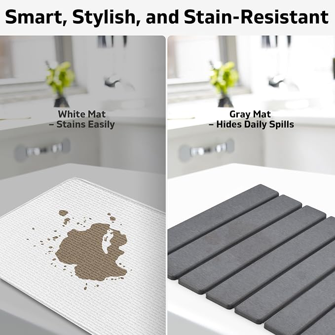Large Stone Dish Drying Mat for Kitchen Counter, Collapsible Quick Dry Dish - Image 5