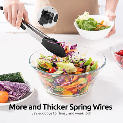 600ºF Heat Resistant Kitchen Tongs: U-Taste 9+12 inch Silicone Cooking Tong Set - Image 8