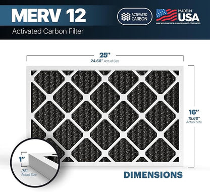 BNX TruFilter 16x25x1 MERV 12 Odor Defense AC Furnace Air Filter - Image 2