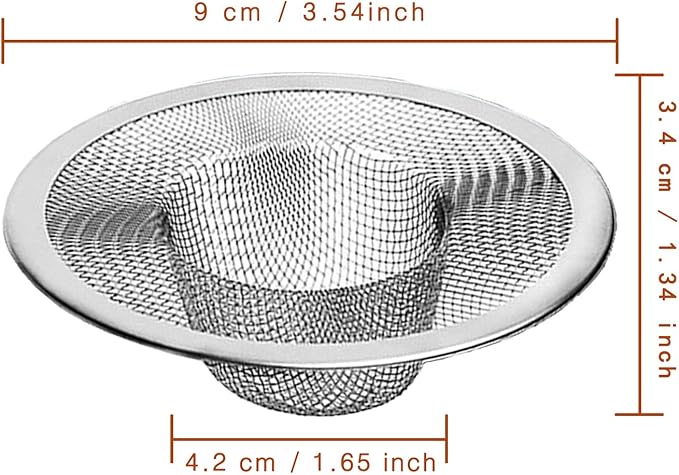 4pcs Heavy Duty Stainless Steel Slop Basket Filter Trap, 3.54" Top / 1.65" Mesh - Image 2