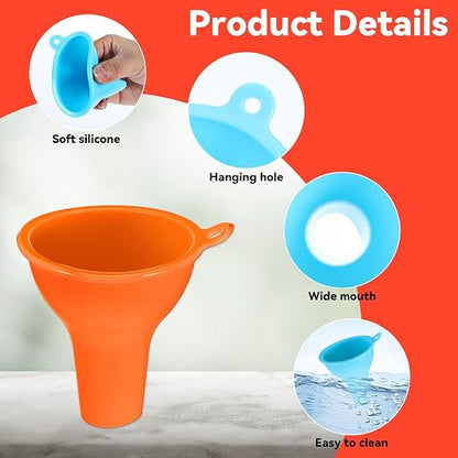 4 Pcs Funnels for Kitchen Use Filling Bottles Silicone Funnel Wide Mouth Funnel - Image 3