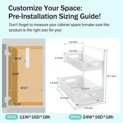 Petiza Under Sink Organizer Adjustable Height 2 Tier Bathroom Organizer Pull - Image 2