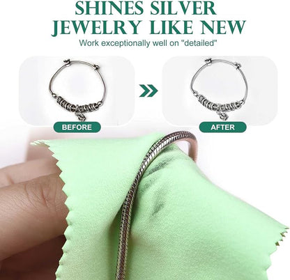 SEVENWELL 50pcs Jewelry Cleaning Cloth Green Polishing Cloth - Image 3