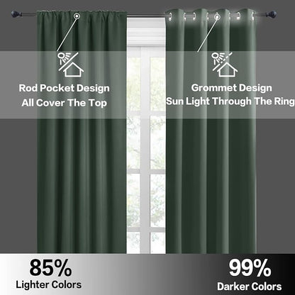 RYB HOME Small Curtains for Bathroom Windows, W 34 x L 36 inches, Dark Green - Image 6