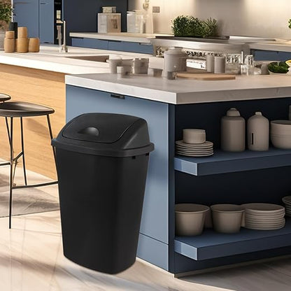 Zopnny 4-Pack Lidded Trash Can, 13 Gallon Black Plastic Garbage Bin - Image 5