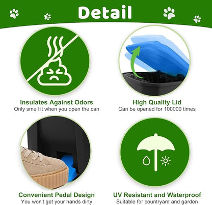 Dog Poop Trash Can Outside, 20L/5Gallon Dog Waste Trash Can - Image 3