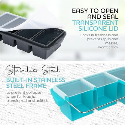 Silicone Freezer Tray With Lid-Soup Freezer Container molds-Large Ice Cube Tray - Image 5