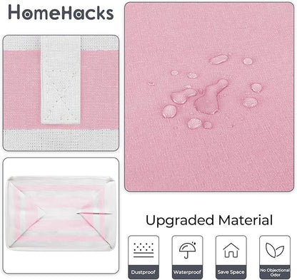 HomeHacks 2 Pack Large Laundry Baskets, Waterproof, Freestanding Laundry Hampers, Collapsible Clothes Hamper with Reinforced Handles in Laundry, College Dorm, Bathroom, Bedroom (Pink, 75Lx2)