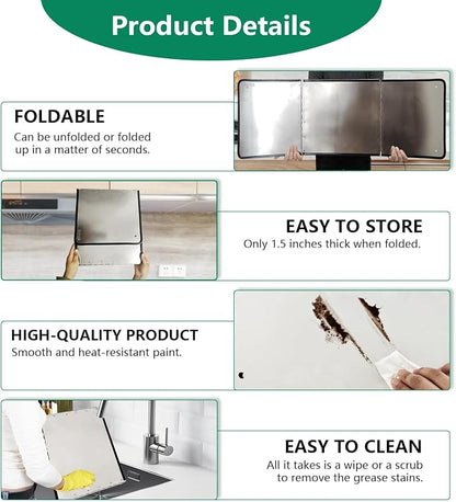Large 3 Sided Splatter Guard for Frying Stove Top, Oil Splash Guard Cooking for - Image 3