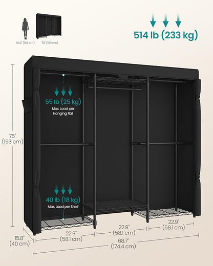 SONGMICS Heavy-Duty Clothes Rack, Garment Rack, Portable Closet, 68.7-Inch Wide - Image 6