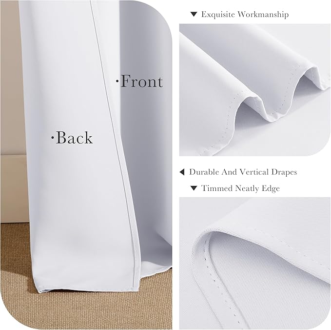 PONY DANCE Pure White Short Blackout Curtains - Image 5