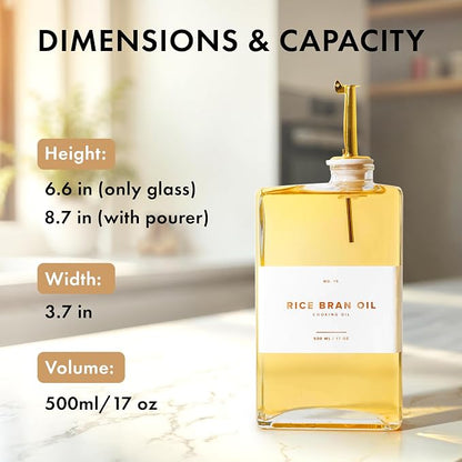 Glass Olive Oil Dispenser Bottle Set: 36 Premium Gold Labels, Oil Dispenser - Image 3