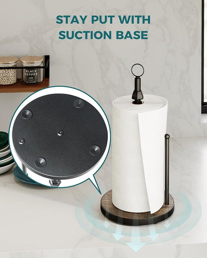 OROPY One-Hand Tear Paper Towel Holder Countertop, Farmhouse Wood Paper Towel - Image 4