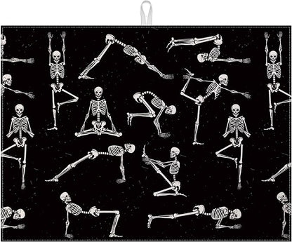 Funny Skull Yoga Dish Drying Mat by VisittheDuibelproduct