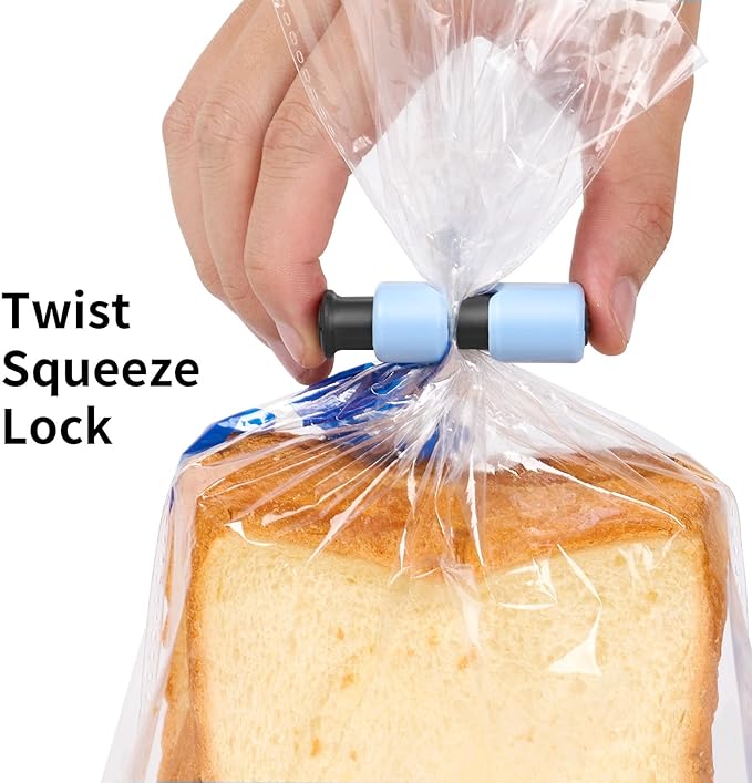 10 Pack Squeeze and Lock Bread Bag Clips, Reusable, Sturdy Plastic, Easy to Use, 5 Colors