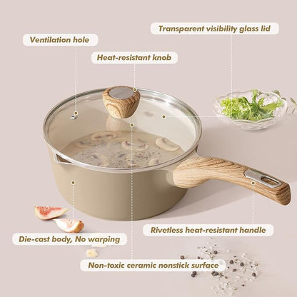 SENSARTE 2.0 & 3.0 Quart Ceramic Sauce Pan Sets - Image 8