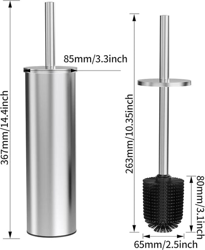 Toilet Brush and Holder Set, Stainless Steel Toilet Bowl Brush - Image 7
