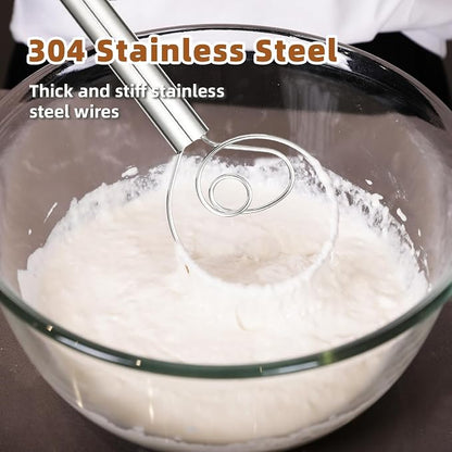 Jillmo Danish Dough Whisk, 12inch Stainless Steel Bread Whisk - Image 2