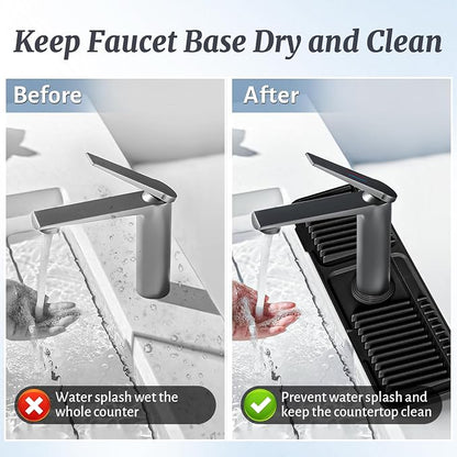 PoYang 17.7 inch Faucet Mat for Kitchen Sink Splash Guard, 7° Slope Silicone - Image 7