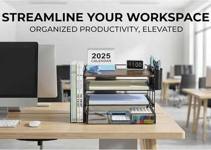 OPNICE Wood Desk Organizers and Accessories, 4-Tier Desktop File Organizer - Image 7