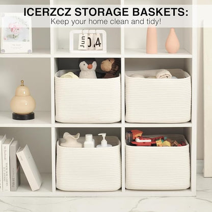 Storage Baskets for Organizing & Shelves, Woven Cotton Rope Organization Bins - Image 6
