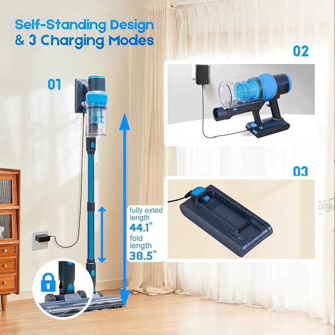 Cordless Vacuum Cleaner, 400W/45kPa/55Mins-8-in-1 Stick Vacuum Cleaners - Image 7