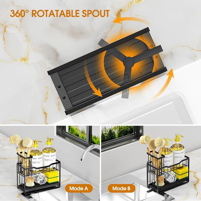 2-Tier Kitchen Sink Caddy with High Brush Holder&Self-Draining Tray, - Image 3