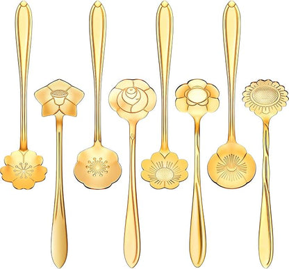 Chengu 8 Pieces Flower Coffee Tea Spoons Stainless Steel Sugar Spoons Tea Party by CHENGU
