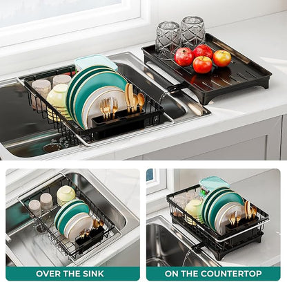 Small Dish Drying Rack in Sink, Expandable Stainless Steel Dish Drainers - Image 2