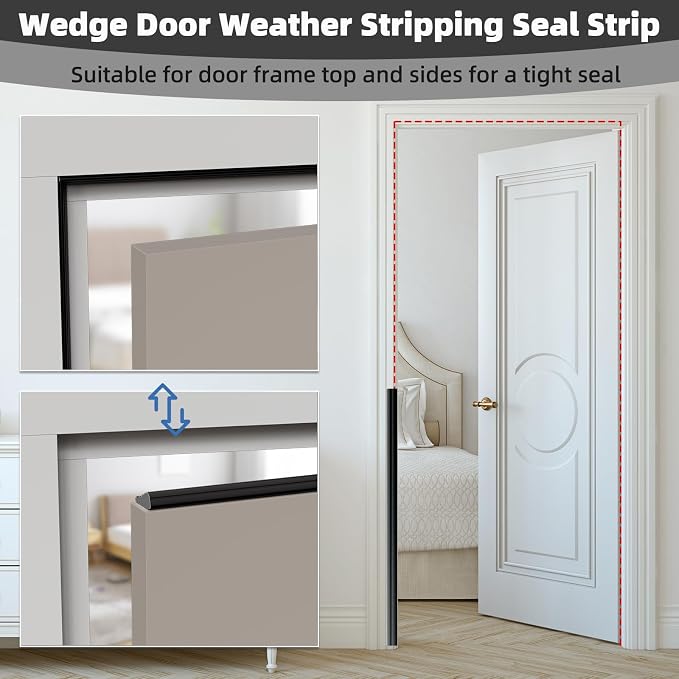 2Pcs×196" Wedge Weather Stripping Door Seal Strip - Image 6